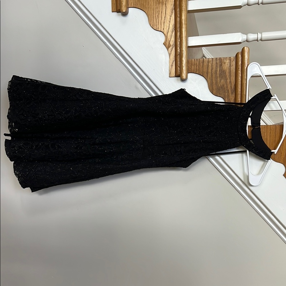 B Darlin Black Fit and Flare Halter Dress
